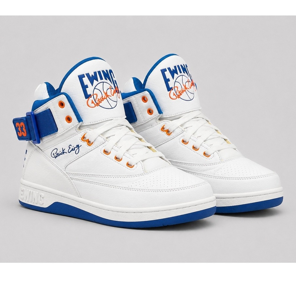 Ewing Athletics 33 Hi Mens 10.5 White Royal Blue Orange Knicks 1BM00640-132